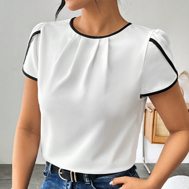 Women's Puff Sleeve Blouse for Women with Contrasting Accents