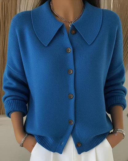 Women's Relaxed Knit Cardigan with Wide Collar