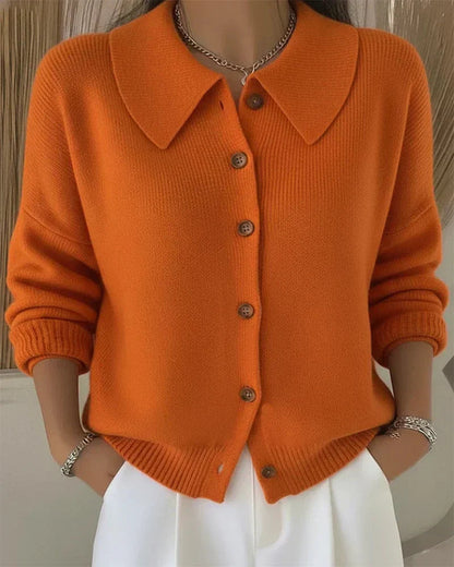 Women's Relaxed Knit Cardigan with Wide Collar
