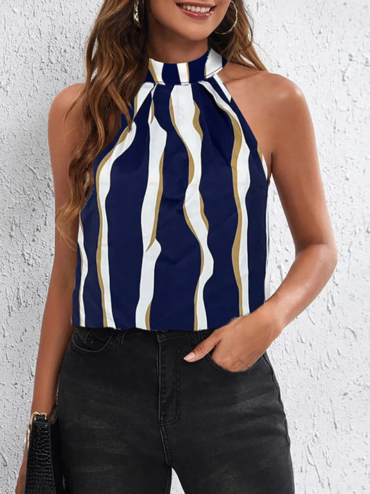 Women's Satin Halter Neck Tank Top