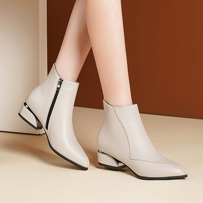 Women's Sculpted Metallic Heel Boots with Zipper Closure