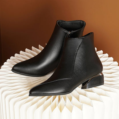 Women's Sculpted Metallic Heel Boots with Zipper Closure