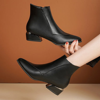 Women's Sculpted Metallic Heel Boots with Zipper Closure