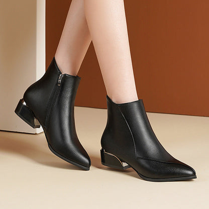 Women's Sculpted Metallic Heel Boots with Zipper Closure