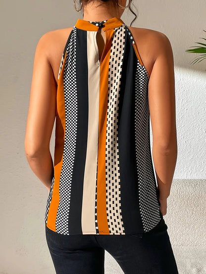 Women's Sleeveless Top with Tie-Dye Pattern