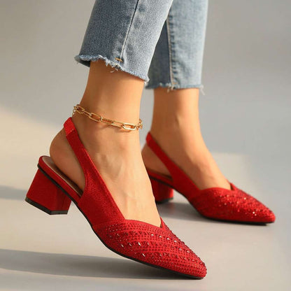 Women's Slingback Heels with Jewel Embellishments