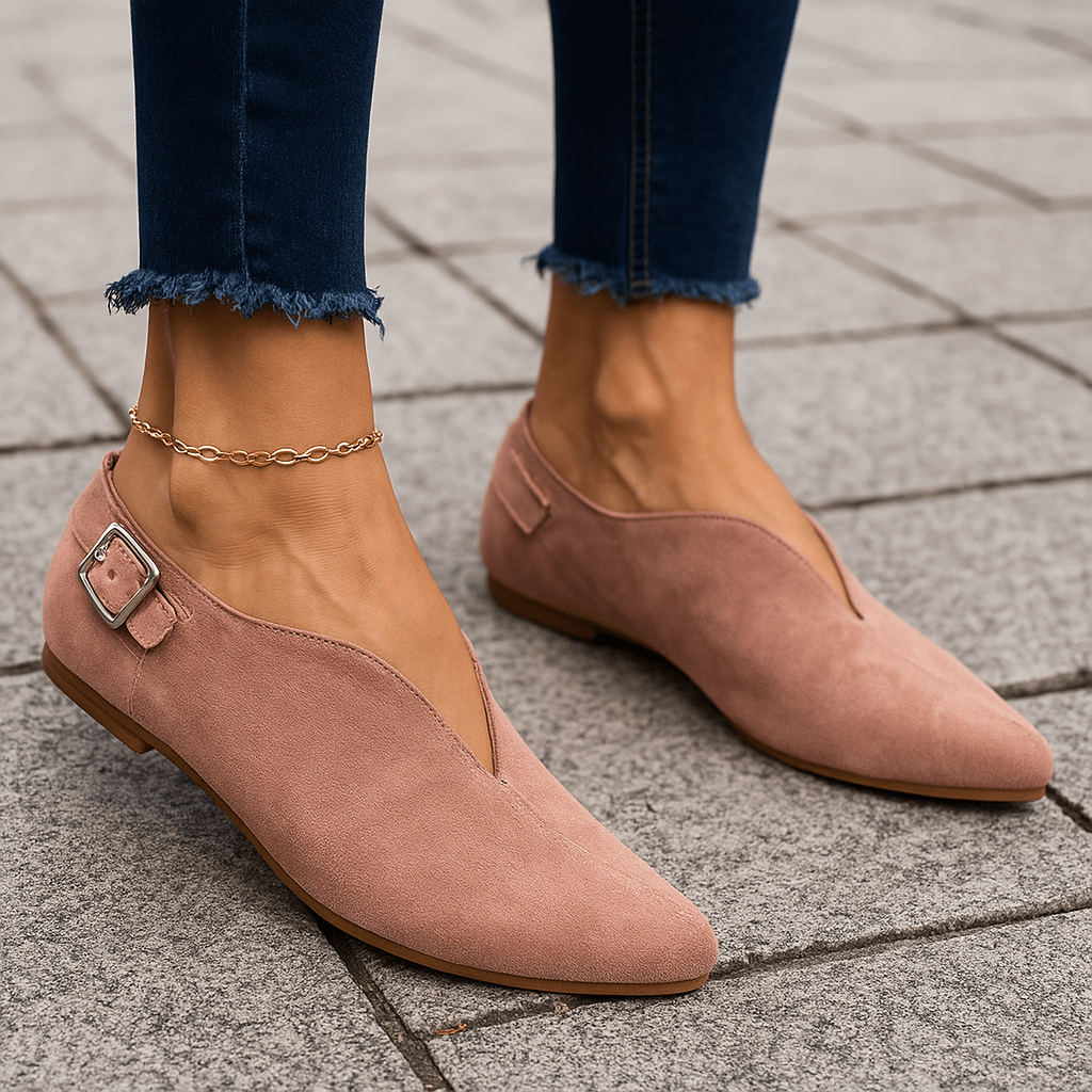 Women's Slip-On Loafers with Adjustable Side Buckle
