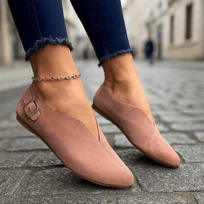 Women's Slip-On Loafers with Adjustable Side Buckle