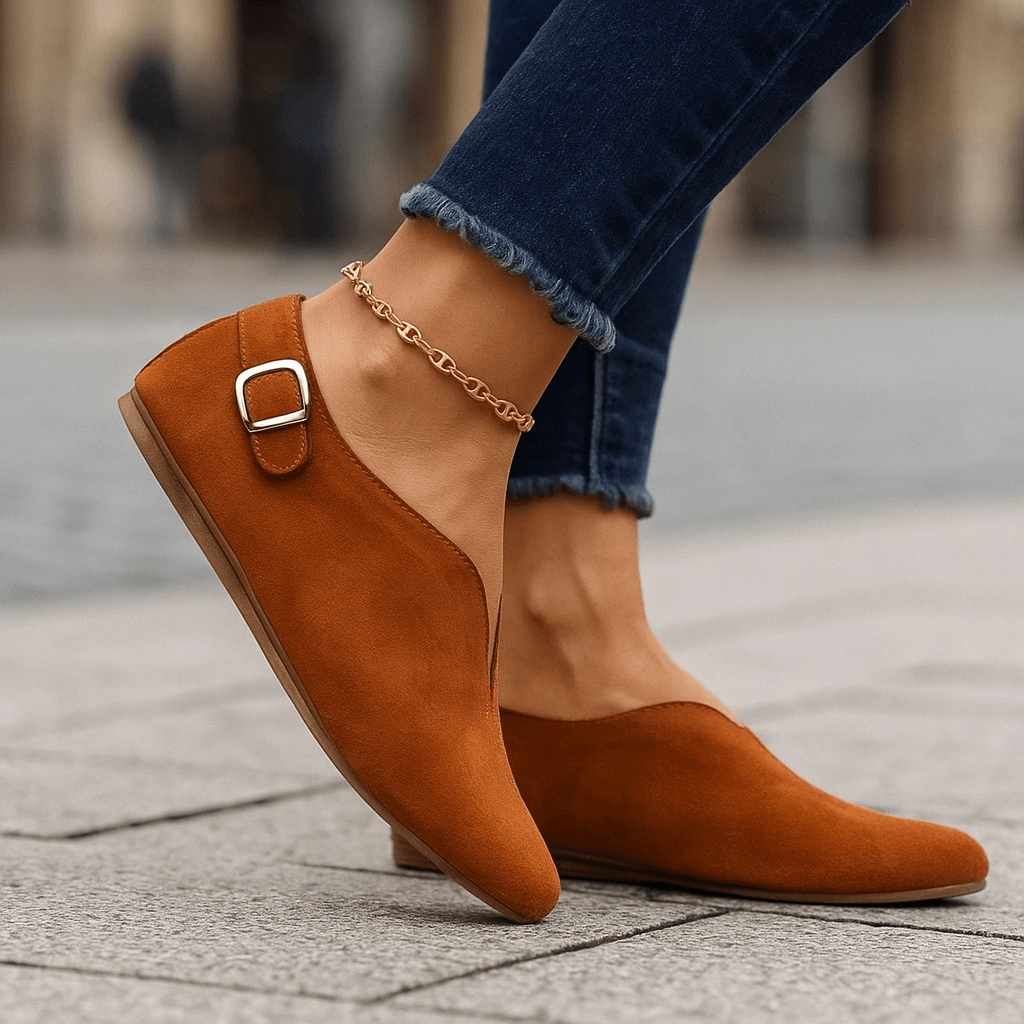 Women's Slip-On Loafers with Adjustable Side Buckle
