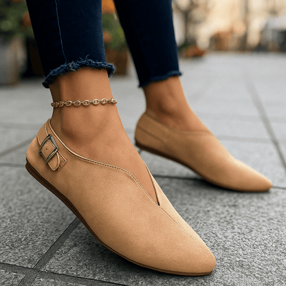 Women's Slip-On Loafers with Adjustable Side Buckle