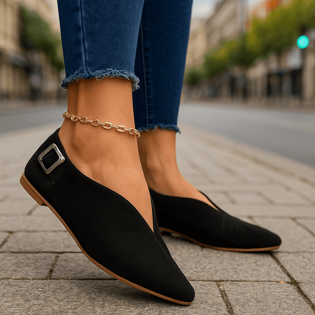 Women's Slip-On Loafers with Adjustable Side Buckle