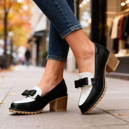 Women's Slip-On Loafers with Bow Detail and Cushioned Insole