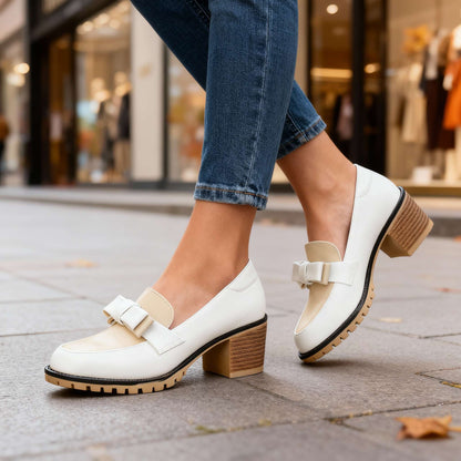 Women's Slip-On Loafers with Bow Detail and Cushioned Insole