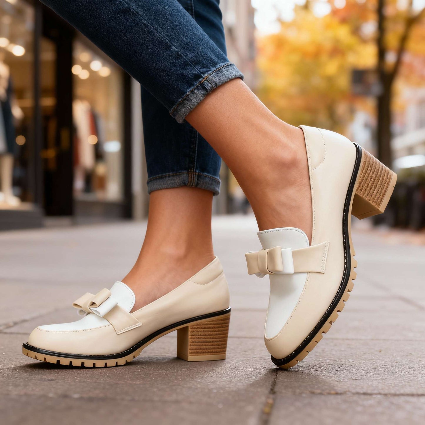 Women's Slip-On Loafers with Bow Detail and Cushioned Insole