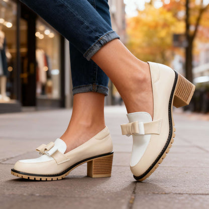 Women's Slip-On Loafers with Bow Detail and Cushioned Insole