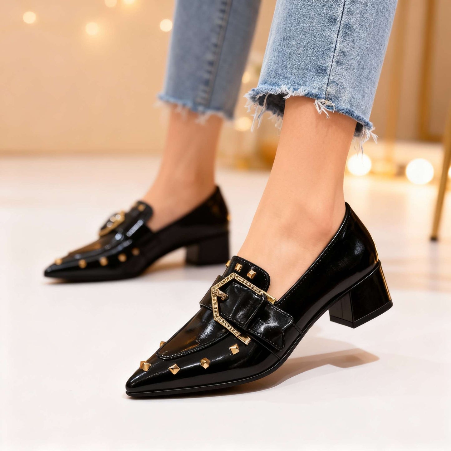Women's Slip-On Shoes with Studded Accents