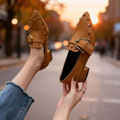 Women's Slip-On Shoes with Studded Accents