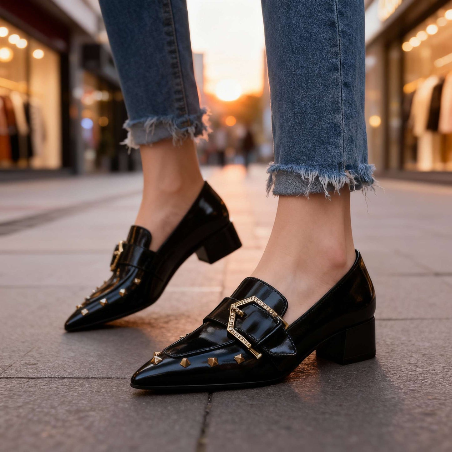 Women's Slip-On Shoes with Studded Accents