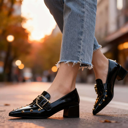 Women's Slip-On Shoes with Studded Accents