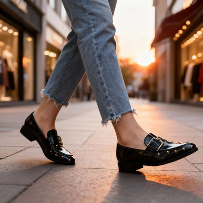 Women's Slip-On Shoes with Studded Accents