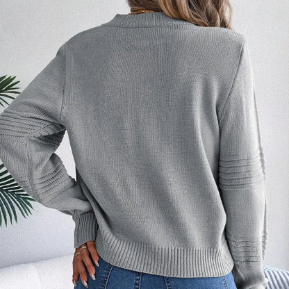 Women's Soft Knit Jumper with Round Neck - Elegant Relaxed Fit