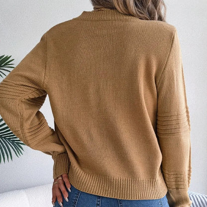 Women's Soft Knit Jumper with Round Neck - Elegant Relaxed Fit