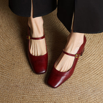Women's Square Toe Heels with Mary Jane Strap
