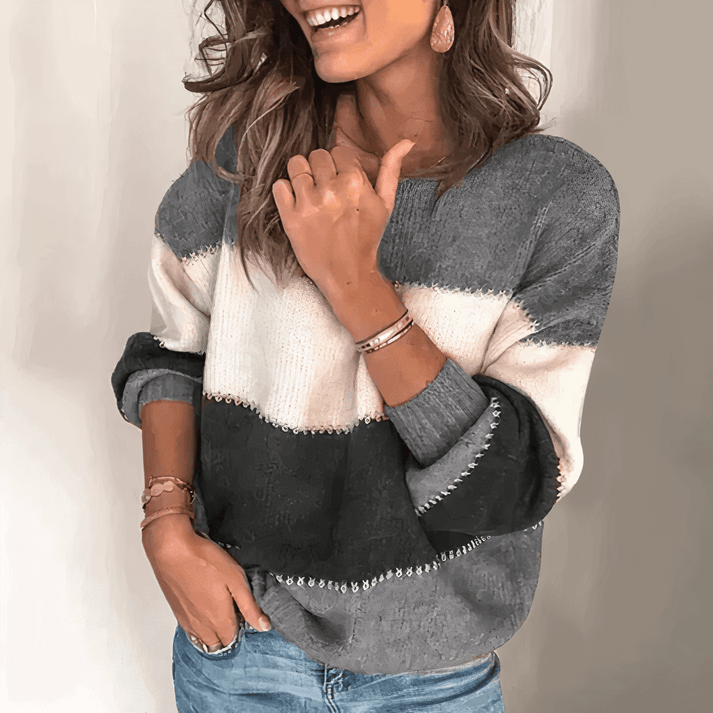 Women's Striped Sweater with Casual Fit and Relaxed Style