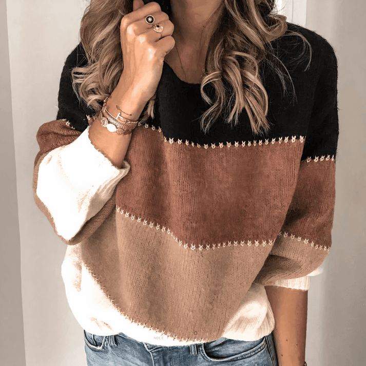 Women's Striped Sweater with Casual Fit and Relaxed Style