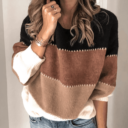 Women's Striped Sweater with Casual Fit and Relaxed Style