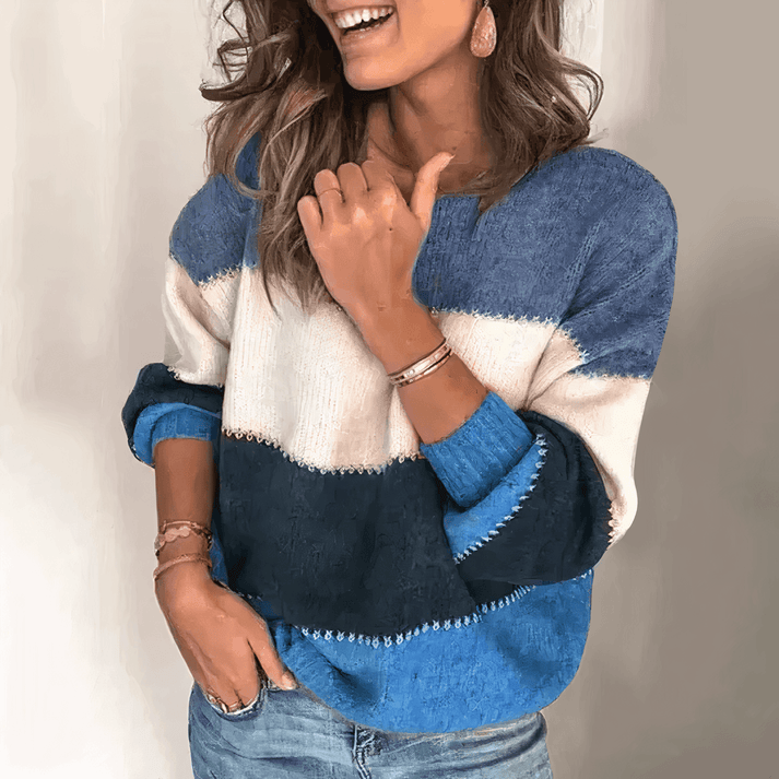 Women's Striped Sweater with Casual Fit and Relaxed Style
