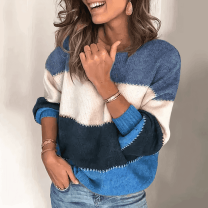 Women's Striped Sweater with Casual Fit and Relaxed Style