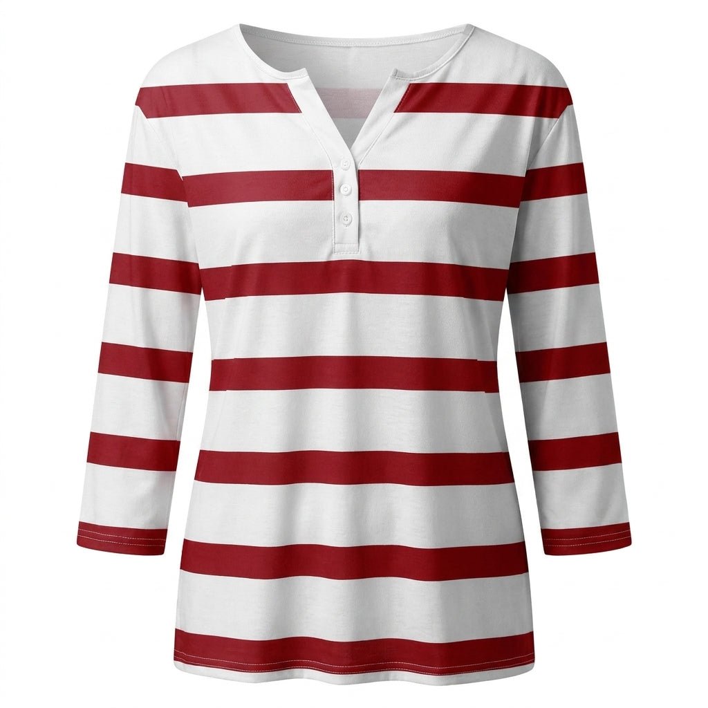 Women's Striped V-Neck Top in Lightweight Fabric for Everyday Comfort