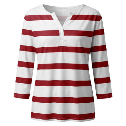Women's Striped V-Neck Top in Lightweight Fabric for Everyday Comfort