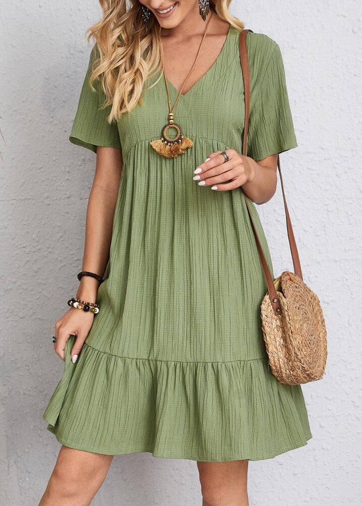 Women's Summer Dress with Figure-Flattering Cut and V-Neck