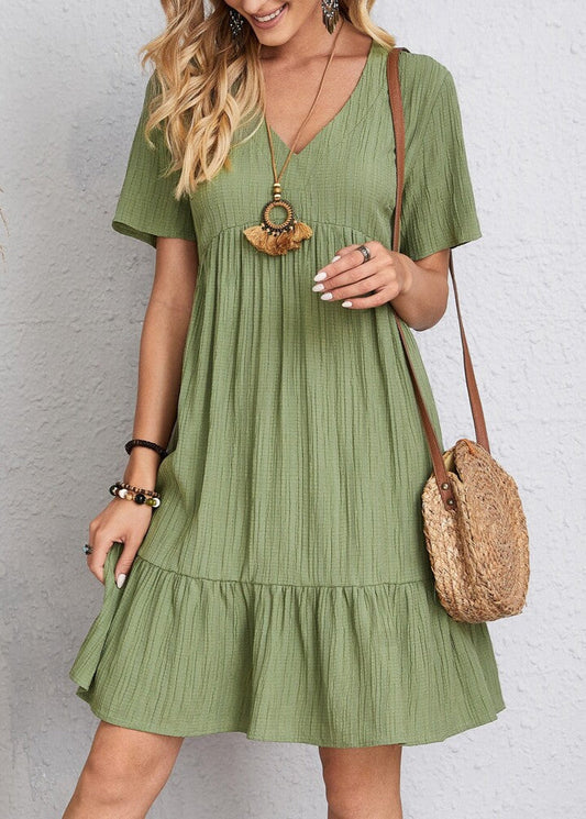 Women's Summer Dress with Figure-Flattering Cut and V-Neck