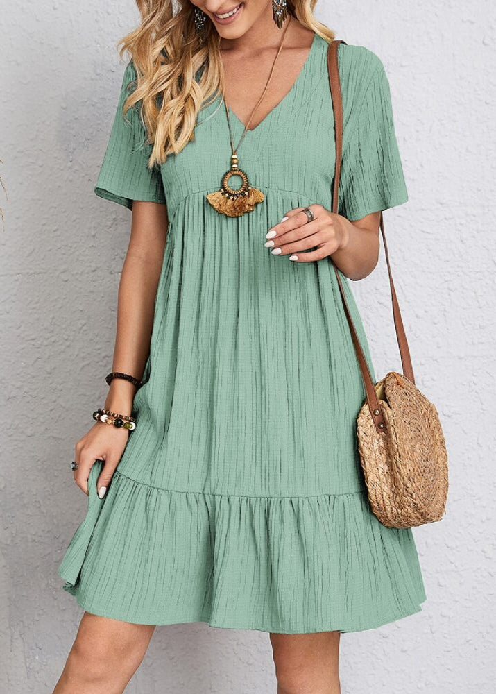 Women's Summer Dress with Figure-Flattering Cut and V-Neck