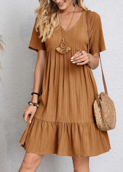 Women's Summer Dress with Figure-Flattering Cut and V-Neck