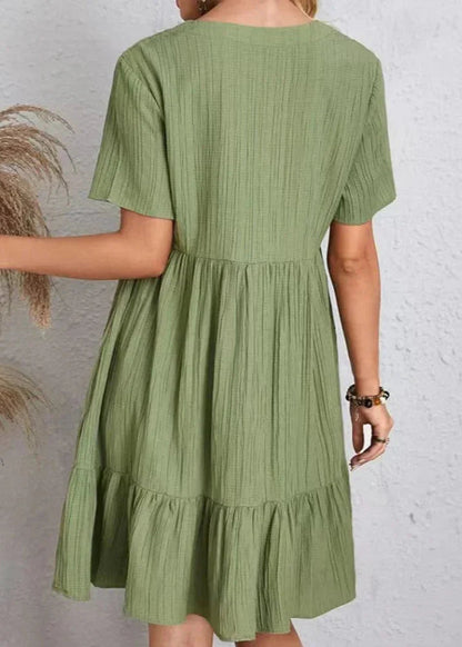 Women's Summer Dress with Figure-Flattering Cut and V-Neck