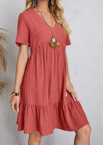 Women's Summer Dress with Figure-Flattering Cut and V-Neck