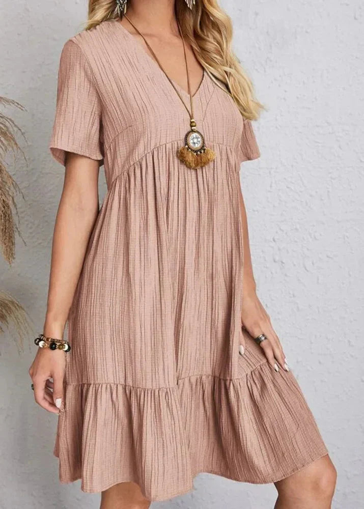 Women's Summer Dress with Figure-Flattering Cut and V-Neck