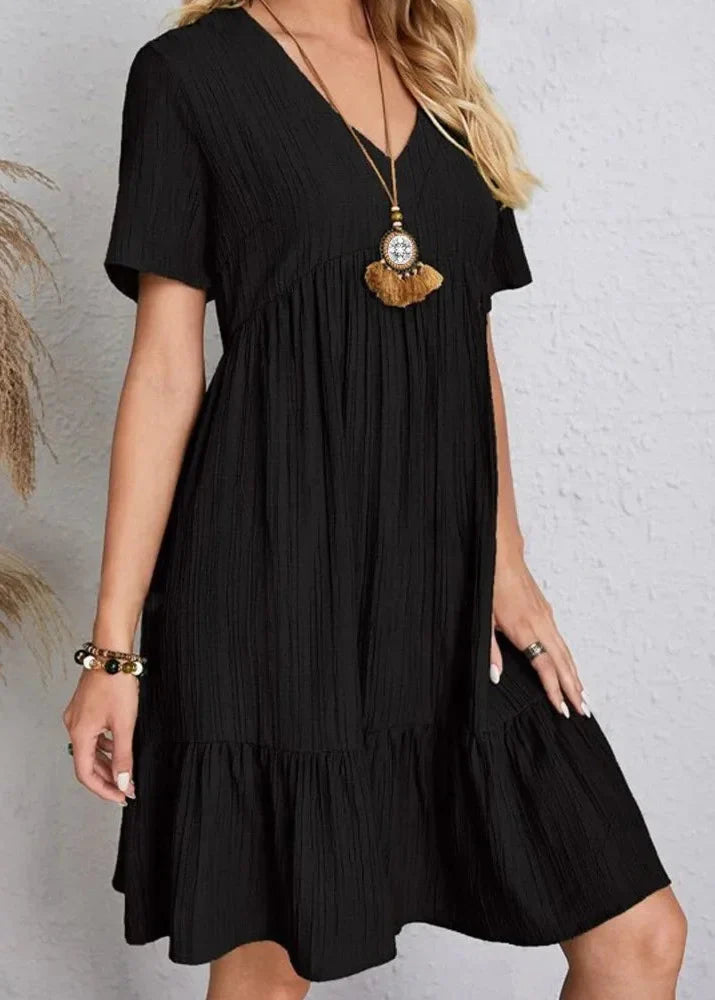 Women's Summer Dress with Figure-Flattering Cut and V-Neck