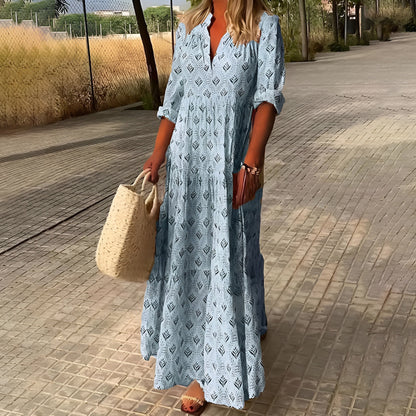 Women's Summer Dress with V-Neck and Timeless Silhouette