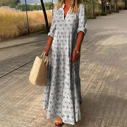 Women's Summer Dress with V-Neck and Timeless Silhouette