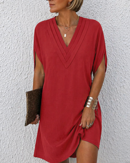 Women's Summer Dress with V-Neck and Wrap Detail