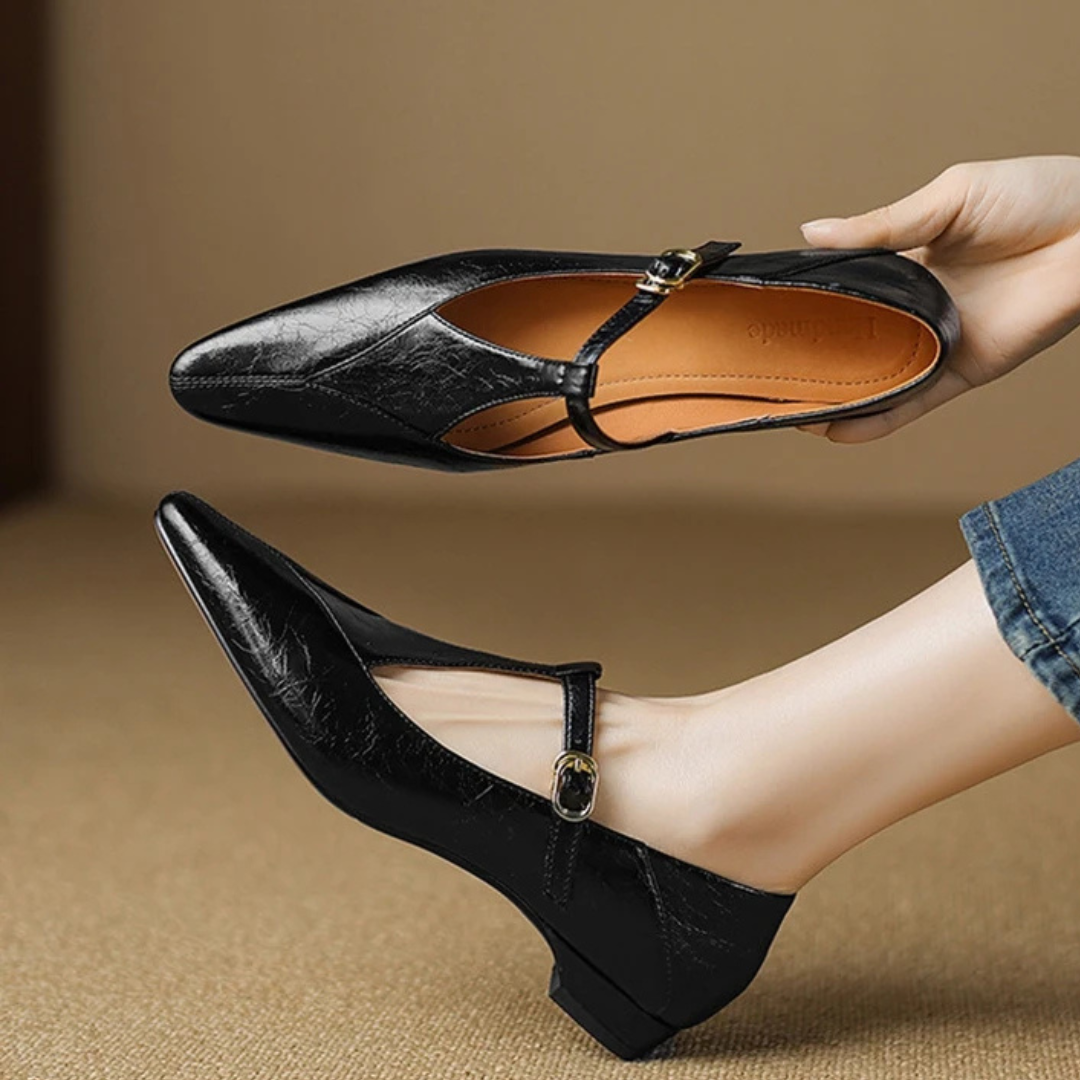 Women's T-Strap Flats with Comfort Footbed