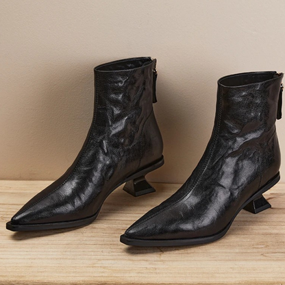 Women's Textured Ankle Boots with Sculpted Heel