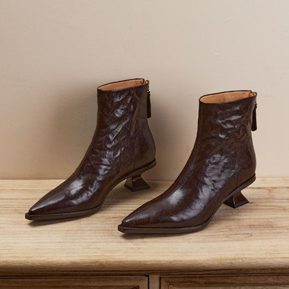 Women's Textured Ankle Boots with Sculpted Heel