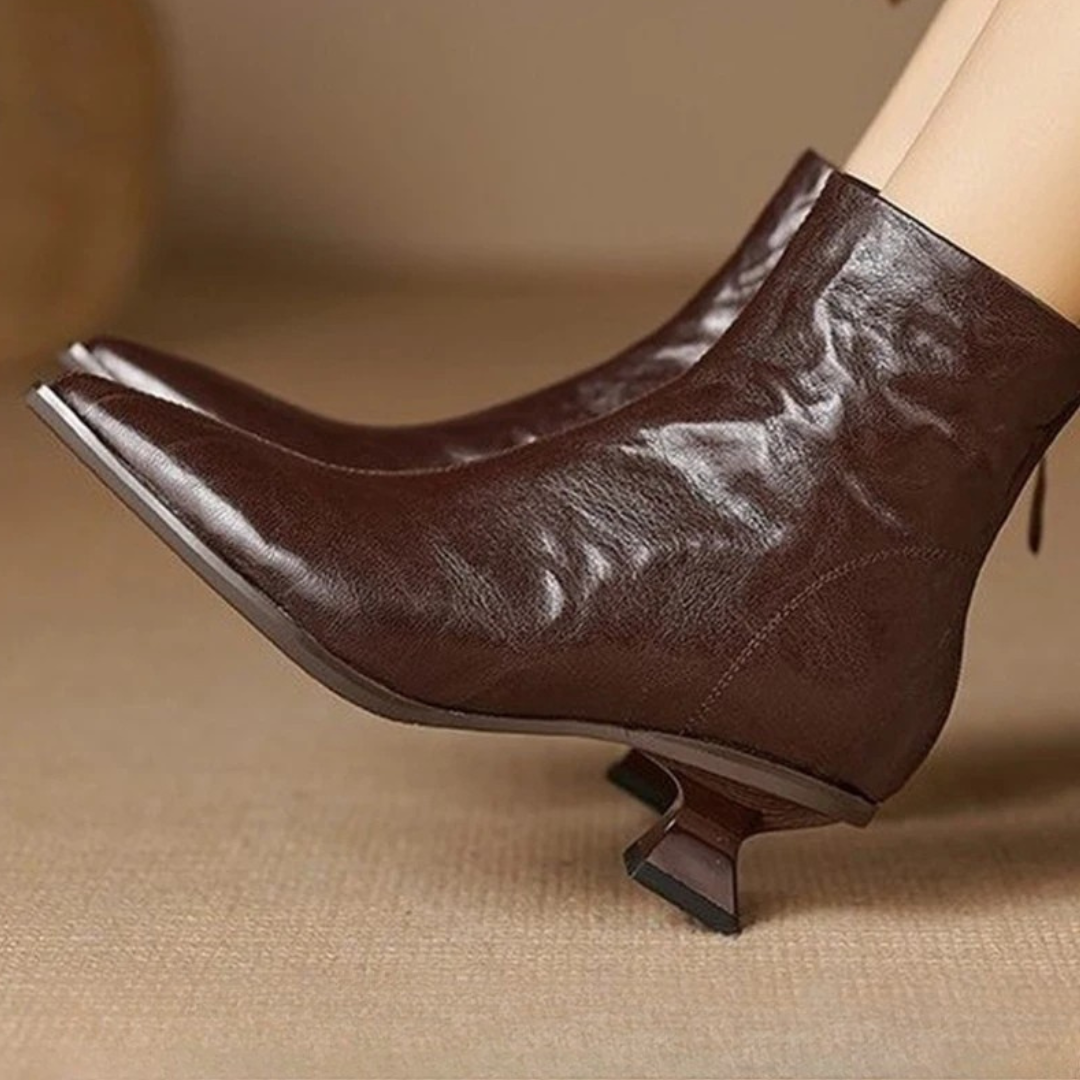 Women's Textured Ankle Boots with Sculpted Heel