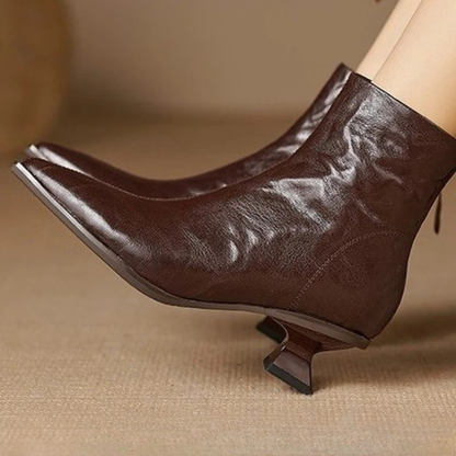 Women's Textured Ankle Boots with Sculpted Heel